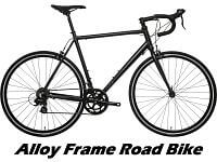 A Road Bike with an alloy (aluminium) frameset