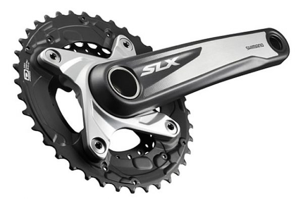 Shimano SLX M675 10 Speed Double Chainset 175mm, Black, Grey, Alloy, 10 speed, Double Chainring, MTB, 821g 