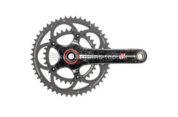 Campagnolo Super Record 11 Speed Carbon Road Chainset 170mm, 172.5mm, 175mm, Black, Carbon, 11 speed, Double Chainring, Road, 585g 