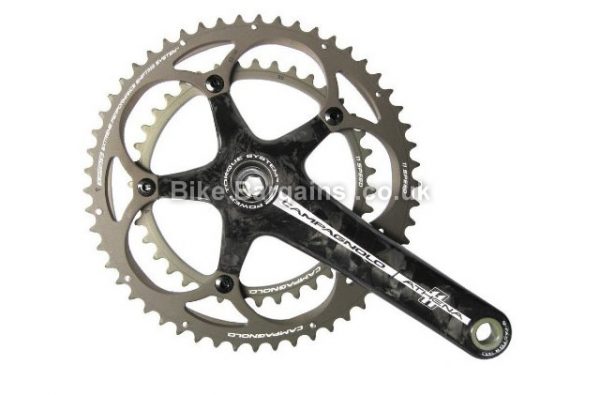 Campagnolo Athena Carbon 11 Speed Chainset 172.5mm, Black, Carbon, 11 speed, Double Chainring, Road, 736g 