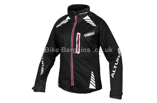 Altura Night Vision Ladies Waterproof Jacket 14, Black, Pink, Women's, Long Sleeve