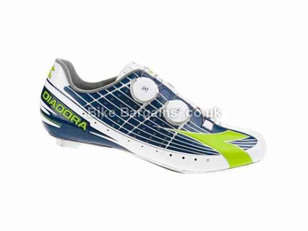 Diadora Movistar Vortex Pro SPD-SL Road Cycling Shoes 38.5, Blue, White, Green