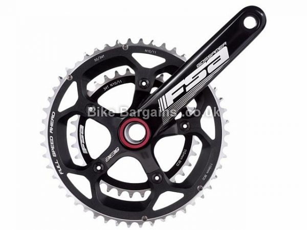FSA Gossamer BB386 N-10 11 speed Road Chainset 110mm, 172.5mm, 110mm, Black, Alloy, 11 speed, Double Chainring, Road, 797g 