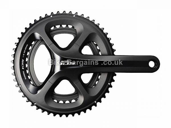 Shimano 105 5800 11 Speed Double Chainset 175mm, Black, Silver, Alloy, 11 speed, Double Chainring, Road, 737g 