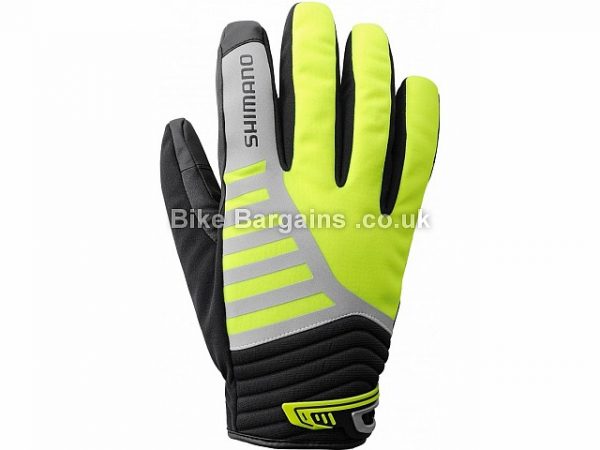 Shimano All Condition Thermal Full Finger Gloves XXL, Black, Yellow, Full Finger, Synthetic Leather