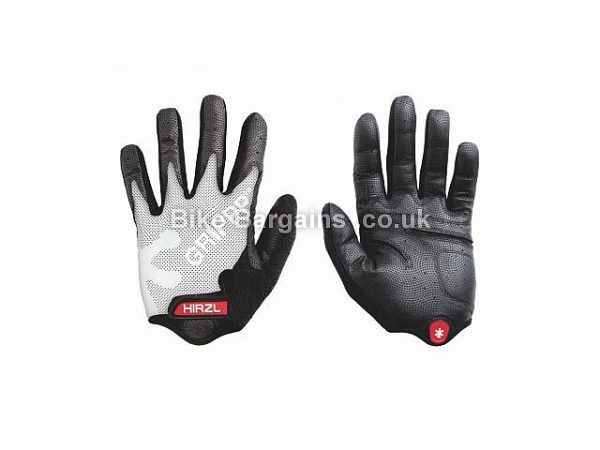 Hirzl Grippp Tour Gel Full Finger Gloves XXL, Black, White, Full Finger, Fleece, Gel, Leather