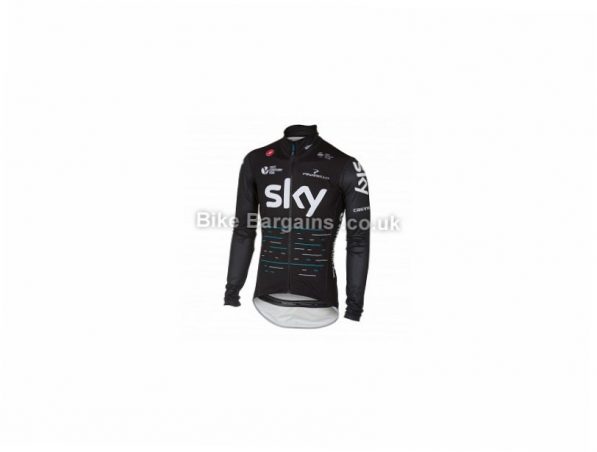 Castelli Team Sky Pro Fit Light Rain Jacket L, Black, Men's, Long Sleeve, 108g
