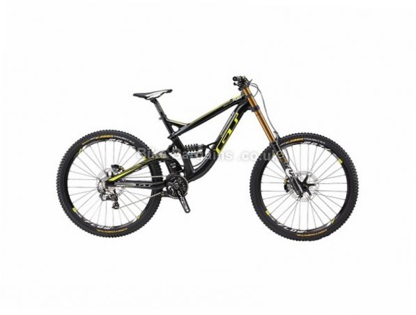 GT Fury World Cup Downhill 27.5" Alloy Full Suspension Mountain Bike 2017 S, Black, Yellow, 27.5"