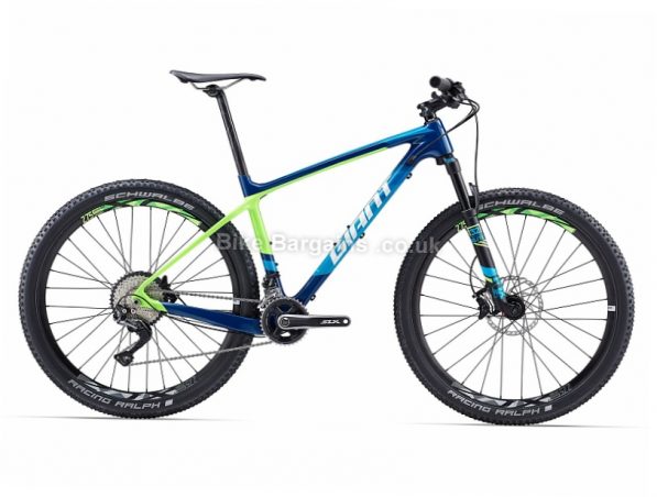 Giant XTC Advanced 2 27.5" Carbon Hardtail Mountain Bike 2017 L, Blue, Green, 27.5"