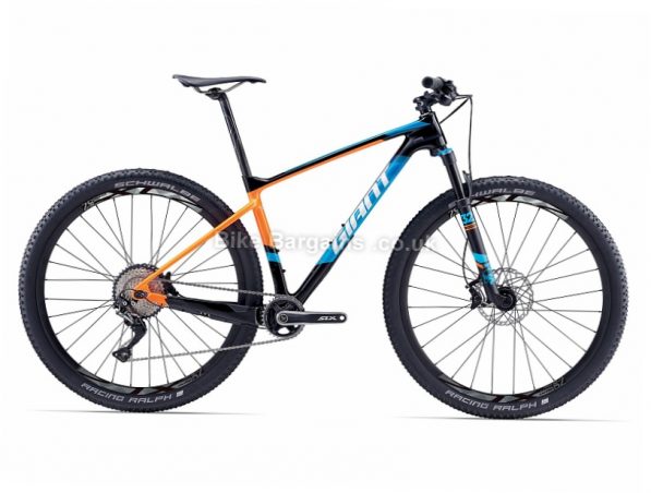 Giant XTC Advanced 2 29" Carbon Hardtail Mountain Bike 2017 M, Black, Blue, Orange, 29"