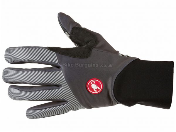 Castelli Scalda Elite Windproof Full Finger Gloves S, Black, Grey, Full Finger, 95g, Fleece, Synthetic Leather