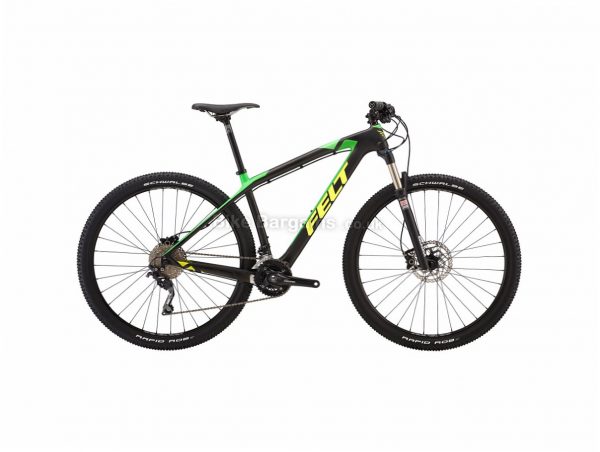 Felt Nine 5 29" Deore Carbon Hardtail Mountain Bike 2017 18", Black, Green, 20 Speed, Carbon, 12.04kg