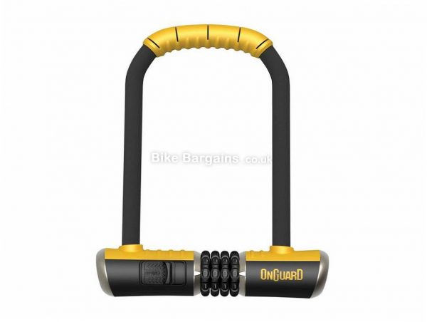 OnGuard Bulldog 230mm Combination D Lock Black, Yellow, 115mm, 230mm, 13mm, combination lock, 63/100 rating 