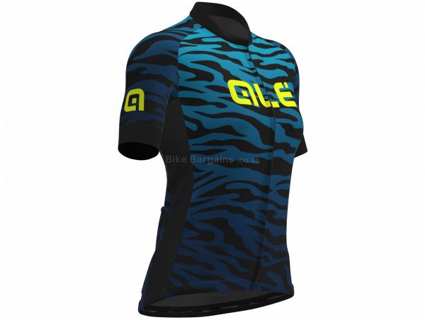 Ale Ladies Zebra Print Short Sleeve Jersey L, Black, Blue, Short Sleeve