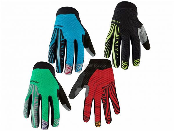 Madison Flux Full Finger Gloves M, Blue, Black, Green, Red