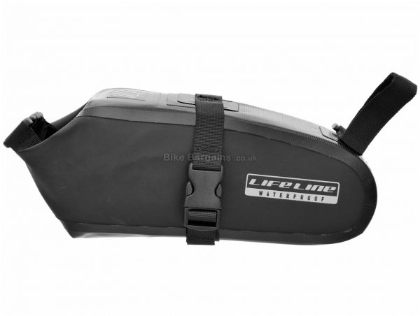 LifeLine Commute Waterproof Rolltop Saddle Bag 1.5 litres, 17cm, 10cm, 9.5cm, Black, Yellow, 145g, PVC