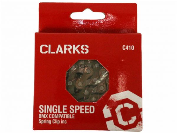 Clarks Single Speed Chain Single Speed, 112 links, 310g, Steel, Silver, MTB, Road