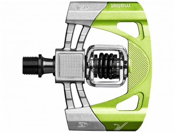 Crank Brothers Mallet 2 Pedals Flat, Clipless, MTB, 495g, Alloy, Steel, Silver, Black, Green, 9/16"