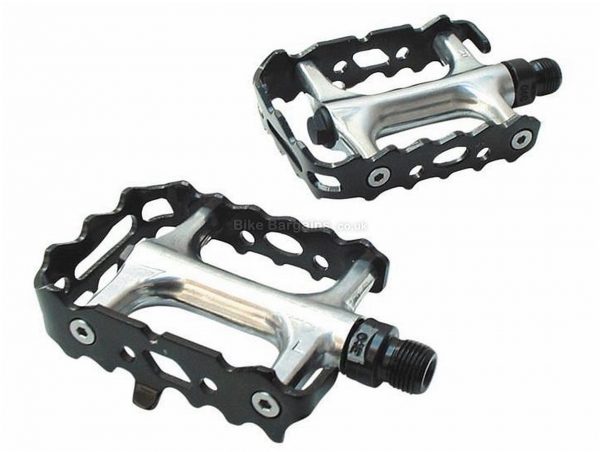 Genetic Pro MTB Pedals Flat, MTB, 265g, Alloy, Black, Silver, 9/16"
