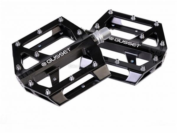Gusset S2 Pedals Flat, MTB, 381g, Alloy, Black, Silver, 9/16"