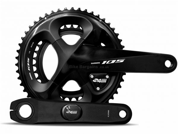 4iiii Precision Shimano 105 R7000 Chainset Power Meter 165mm, 170mm, 172.5mm, 175mm, Double, Chainset, Alloy, Black, 25g extra