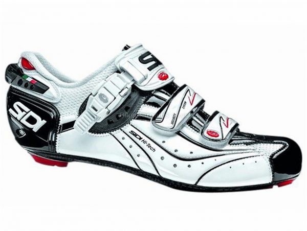 Sidi Genius 6.6 Carbon Vernice Road Shoes 38, White, Black, Red, Men's, Road, Carbon, Buckle, Velcro