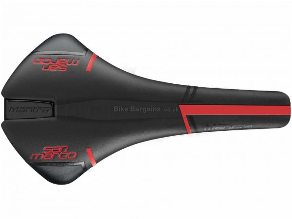 Selle San Marco Mantra Full-Fit Racing Saddle 278mm, 136mm, Black, Red, 190g, Alloy Rails, Road, MTB