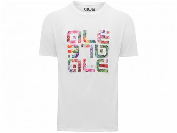 Ale 3 Logo Flower T-Shirt M, White, Casual Fit, Short Sleeve, Cotton