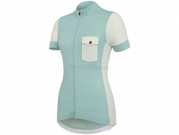 Isadore Ladies Messenger Short Sleeve Jersey XL, Turquoise, High-Wicking Breathable, Ladies, Short Sleeve, Polyester, Merino, Wool, Lycra