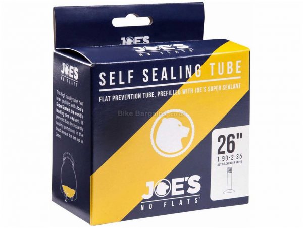 Joe's No Flats Self Sealing Inner Tube 26", 27.5", Black, 1.9", 2.35"