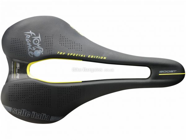 Selle Italia SLR Boost Superflow Tour de France Saddle L, 248mm, 145mm, Black, Yellow, 242g, Alloy