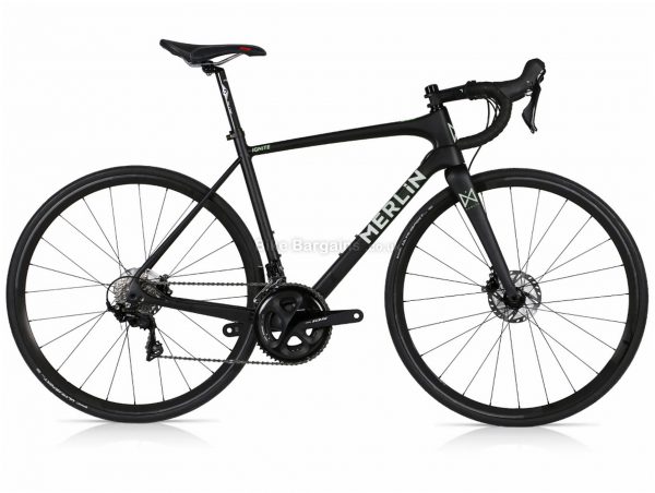 Merlin Ignite 105 Disc Carbon Road Bike M, Black, Silver, 700c, Disc Brakes, Double Chainring, 11 Speed, Carbon Frame