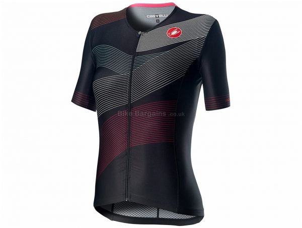 Castelli Free Speed 2 Ladies Race Short Sleeve Top XS,S,L,XL, Black, Blue, White, Ladies, Short Sleeve, Weighs 174g, Polyester, Elastane