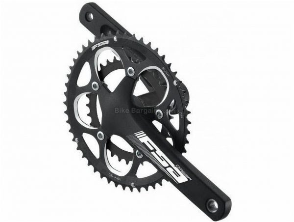 FSA Omega 9 Speed Chainset 165mm, Black,  9 Speed, Double Chainring, Road & Gravel usage, 871g
