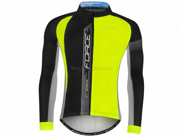 Force F85 Long Sleeve Jersey XS, Black, Yellow, Grey, Long Sleeve, Polyester