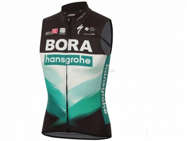 Sportful Bora Hansgrohe Bodyfit Pro Wind Light Gilet M, Black, Green, Men's, Sleeveless, Polyester, Elastane