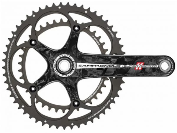 Campagnolo Super Record TI Ultra-Torque 11 Speed TT Chainset 172.5mm, 11 Speed, Black, Double Chainring, Carbon