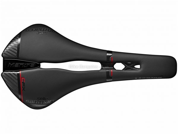 Selle San Marco Mantra Open-Fit Carbon FX Road Saddle S, Black, Red, 278mm, 136mm, 160g, Carbon
