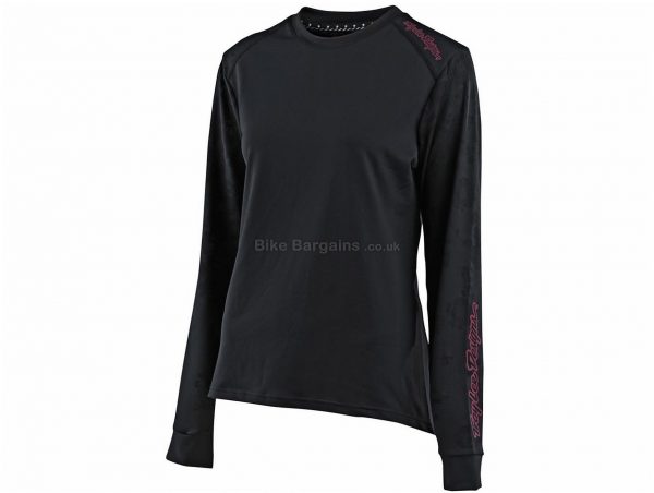 Troy Lee Designs Lilium Jacquard Ladies Long Sleeve Jersey 2020 S,M,L,XL, Black, Green, Ladies, Long Sleeve, Polyester