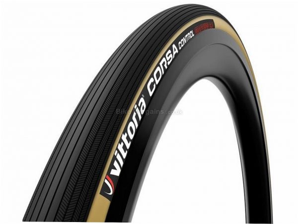 Vittoria Corsa Control G2.0 Tubular Road Tyre 700c, 30c, Black, Brown, 295g, Rubber, Kevlar