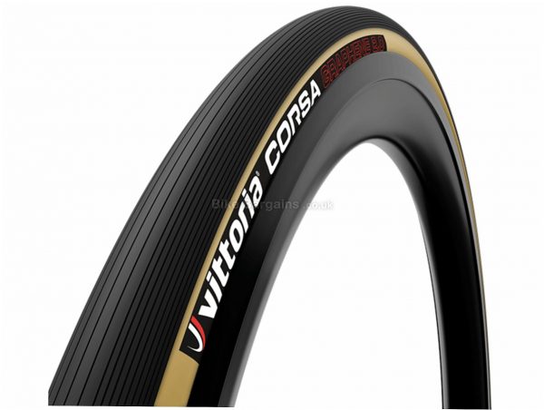 Vittoria Corsa G2.0 Folding Road Tyre 700c, 25c, 30c, Black, Brown, Folding, Clincher, 255g, Rubber, Kevlar