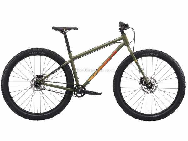 Kona Unit Steel Hardtail Mountain Bike 2021 S, Green, Black, Steel Frame, Single Speed, 29" Wheels, Disc Brakes, 