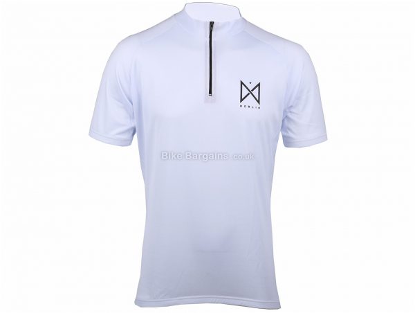 Merlin Wear Short Sleeve Jersey L, White, Polyester, Short Sleeve, Zip, 3 rear pockets