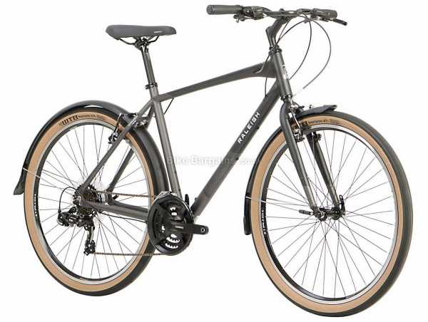 Raleigh Strada Crossbar Alloy City Bike 2021 L, Grey, Alloy Frame, 650c Wheels, Tourney 21 Speed Drivetrain, Caliper Brakes, Triple Chainring
