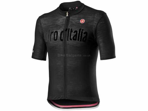Castelli Giro Heritage Maglia Nera Short Sleeve Jersey 2020 S,M, Black, Short Sleeve, Zip, 3 Rear pockets, 150g