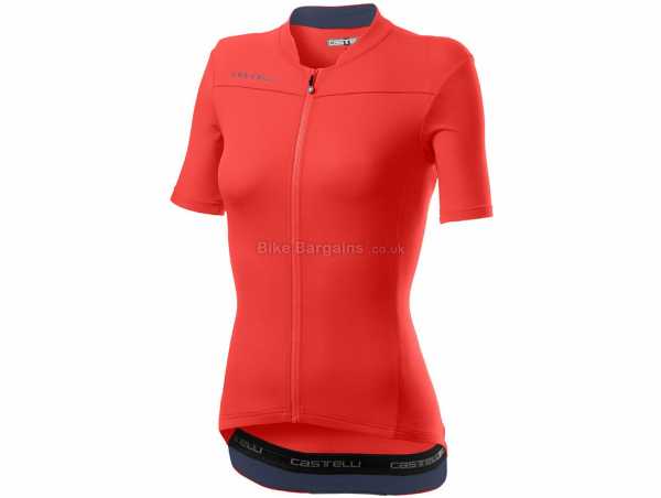 Castelli Anima 3 Ladies Short Sleeve Jersey 2021 XS,S,M,L,XL - some are extra, Orange, Red, Black, Turquoise, Blue, Short Sleeve, 3 rear pockets, Zip Fastening, Polyester & Elastane Construction, 106g