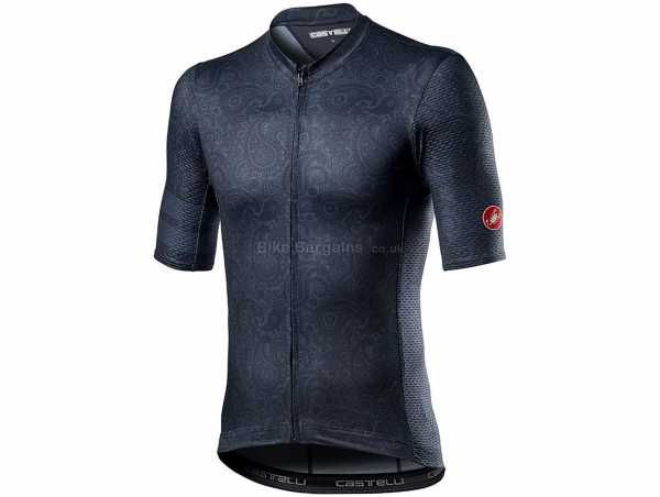 Castelli Maison Short Sleeve Jersey 2021 XS, Blue, Black, Brown, Short Sleeve, 3 rear pockets, Zip Fastening, Polyester & Elastane Construction, 141g