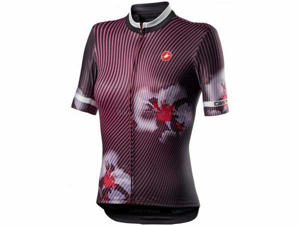 Castelli Primavera Ladies Short Sleeve Jersey 2021 XS,S,M,L,XL, Red, Orange, Purple, Short Sleeve, 3 rear pockets, Zip Fastening, Polyester & Elastane Construction, 120g