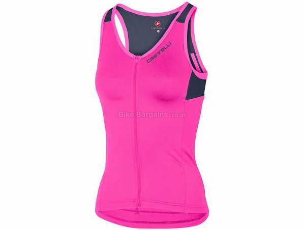 Castelli Solare Ladies Sleeveless Jersey 2021 S, Pink, Black, Turquoise, Sleeveless, 3 rear pockets, Zip Fastening, Polyester & Elastane Construction, 145g