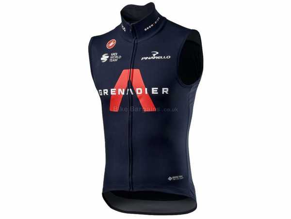 Castelli Ineos Grenadiers Perfetto Ros Gilet L, Blue, Red, Sleeveless, Zip Fastening, 2 Rear Pockets, Windproof, Waterproof & Breathable, Polyester, Elastane